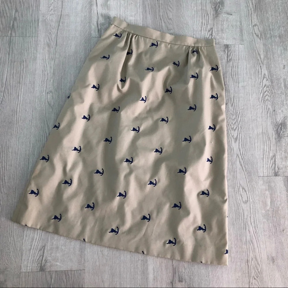 Vintage Lady Puritan Cape Cod Embroidered Khaki Skirt - Picture 12 of 12